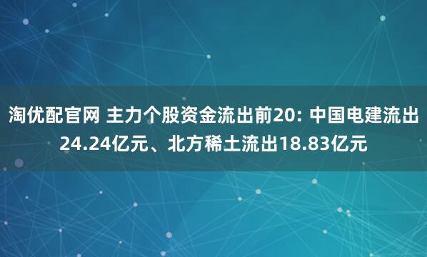 淘优配官网 主力个股资金流出前20: 中国电建流出24.24亿元、北方稀土流出18.83亿元